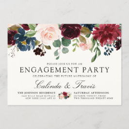 Invitación Burgundy Bouquet | Parte de compromiso