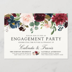 Invitación Burgundy Bouquet   Parte de compromiso