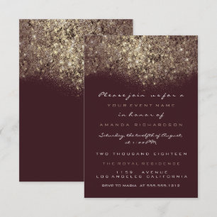 Invitación Burgundy Brillante Dorado Sepia