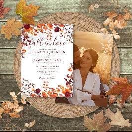 Invitación Burgundy Cae Enamorada Boda de fotos florales de o