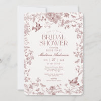 Burgundy Cae Toile De Jouy Floral Bridal Shower