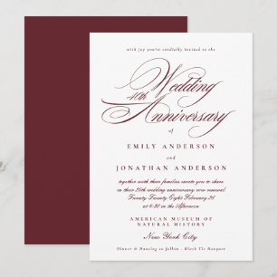Invitación Burgundy Caligrafía 40º Aniversario de Boda