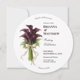 Invitación Burgundy Calla Lily Wedding Bouquet Ivory Ribbon 
