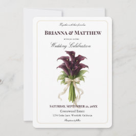 Invitación Burgundy Calla Lily Wedding Bouquet Ivory Ribbon 