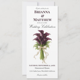 Invitación Burgundy Calla Lily Wedding Bouquet Ivory Ribbon 