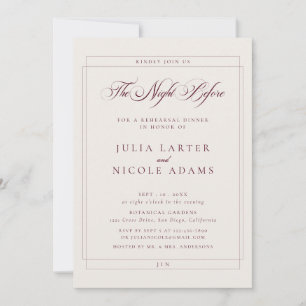 Invitación Burgundy Clásico La Noche Antes de la Cena de Ensa