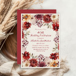 Invitación Burgundy Cream Watercolor Floral 40 cumpleaños<br><div class="desc">Celebra 40 años fabulosos con esta sofisticada invitación de cumpleaños floral. Las flores de color burdeos,  rubia y marfil crean un hermoso diseño inspirado en el otoño que es perfecto para una memorable celebración de un hito.</div>
