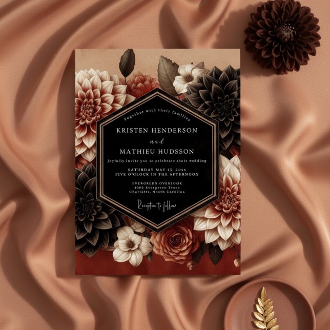 Invitación Burgundy Dahlia Bloom Wedding (Subido por el creador)