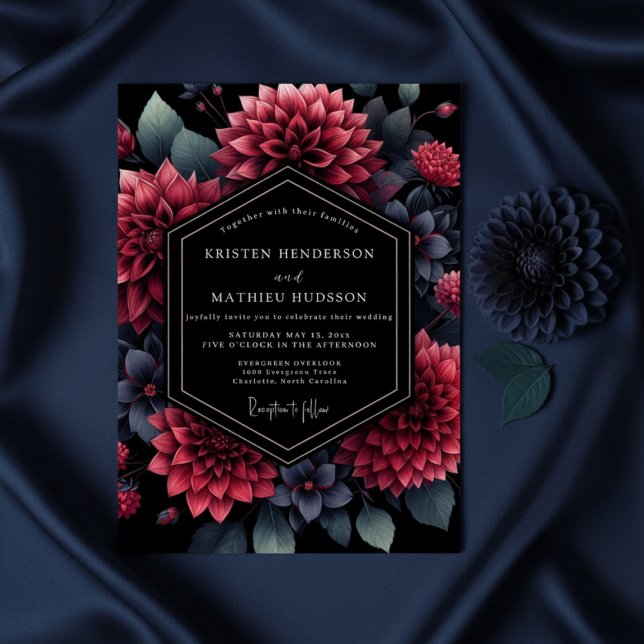 Invitación Burgundy Dahlia Opulent Wedding (Subido por el creador)