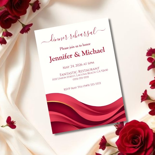Invitación Burgundy Dinner Rehearsal  (Burgundy Wedding Dinner Rehearsal)