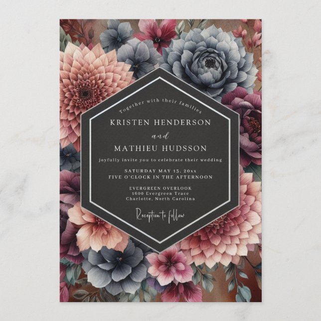 Invitación Burgundy Enthralling Autumnal Wedding (Anverso)