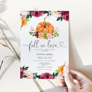 Invitación Burgundy Fall in love bridal shower invitation