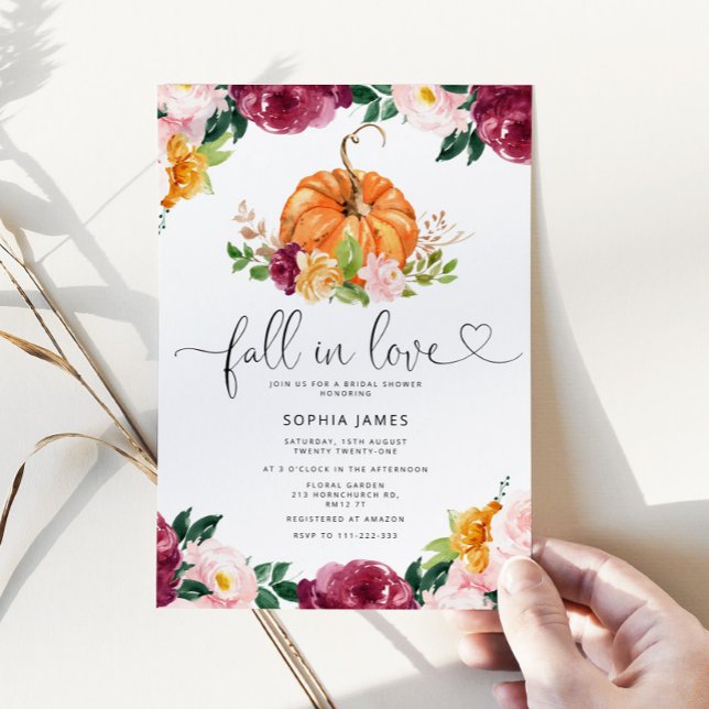 Invitación Burgundy Fall in love bridal shower invitation (Subido por el creador)