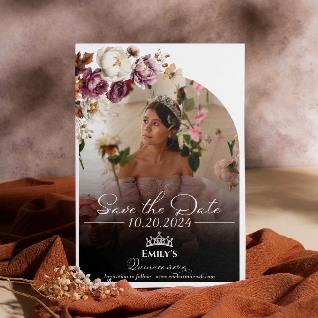 Invitación Burgundy Fall Quinceanera Foto Salven la fecha (Subido por el creador)