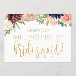 Invitación Burgundy Fall Themed Will You Be My Bridesmaid