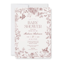 Burgundy Fall Toile De Jouy Floral Baby Shower