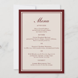 Invitación Burgundy Fall Wedding Menu Card