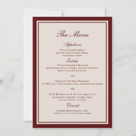 Invitación Burgundy Fall Wedding Menu Card