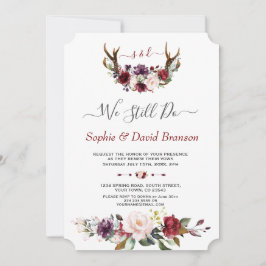 Invitación Burgundy Floral Antlers Calligraphy TODAVÍA LO HAC