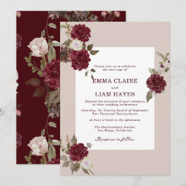 Invitación Burgundy Floral Autumn Wedding Invitation