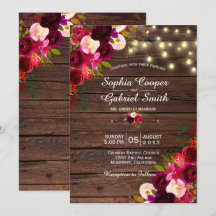 Burgundy Floral | Boda de madera de las luces de c