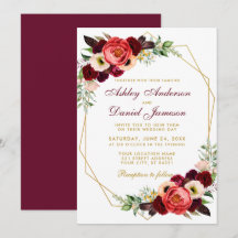 Burgundy Floral Boho Boda Marco Dorado B
