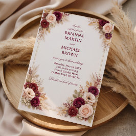 Invitación Burgundy Floral Classic Frame