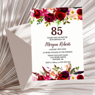 Invitación Burgundy Floral Elegante Invite a la Fiesta de Cum