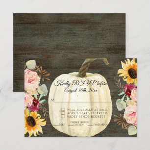 Invitación Burgundy Floral Girasol y Calabaza Madera Oscura R