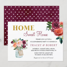 Invitación Burgundy Floral Hogar Dulce Hogar Calentador