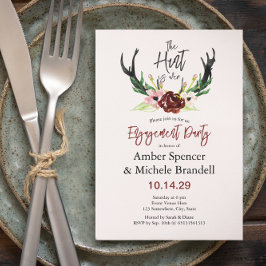 Invitación © Burgundy Floral Hunt is Over Engagement Party