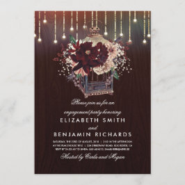 Invitación Burgundy Floral Lantern Rustic Engagement Party
