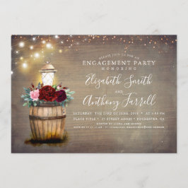 Invitación Burgundy Floral Lantern Rustic Engagement Party