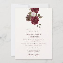 Invitación Burgundy Floral Old Money Wedding Invitation