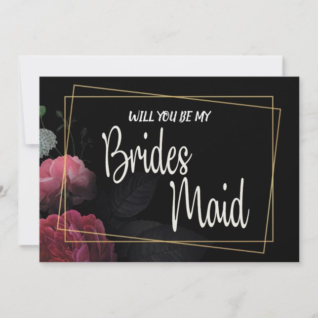 Invitación Burgundy Floral Rustic Bridesmaid (Anverso)