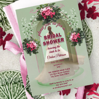 Invitación Burgundy Floral Sage Greenery Blush Bridal Shower
