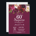 Invitación Burgundy Floral Surprise Fiesta de cumpleaños núme<br><div class="desc">Invitación a la fiesta de cumpleaños número 60 para mujeres de Borgoña Floral Surprise. Invitación a la fiesta de cumpleaños roja de Borgoña. Flor floral color agua de Borgoña. 13.º 15.º 16.º 18.º 20.21.30.40.50.60.70.80.90.100. Para una mayor personalización, haga clic en el botón "Personalizar" y utilice nuestra herramienta de diseño para...</div>