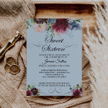 Invitación Burgundy Floral Sweet Dieciséis cumpleaños<br><div class="desc">Esta carnosa y florida invitación para 16 cumpleaños es perfecta para un simple cumpleaños 16. El elegante diseño de boho cuenta con una marina acuarela,  flores color rosa rubor y flores enológicas con detalles artísticos pintados con lápices.</div>