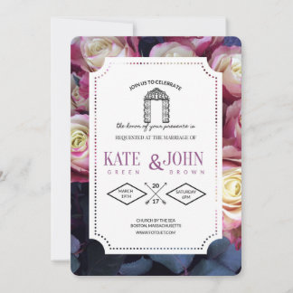 Invitación Burgundy Floral Wedding Invitation Template