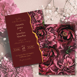 Invitación Burgundy Flower Elegance con el Boda de los acento