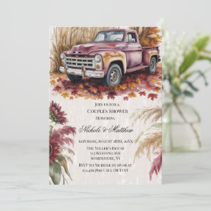 Invitación Burgundy Girasol y Hierba de las Pampas Ducha de P