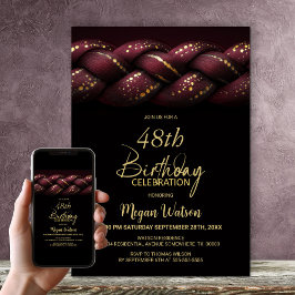 Invitación Burgundy Gold Braid Cualquier fiesta de cumpleaños
