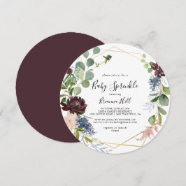 Invitación Burgundy Gold Gémetric Baby Sprinkle