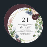Invitación Burgundy Gold Geometric 21st Birthday Fiesta<br><div class="desc">Esta invitación geométrica para la fiesta de cumpleaños 21 es perfecta para una celebración de cumpleaños moderna. El elegante diseño de boho cuenta con una marina acuarela,  flores color rosa rubor y flores enológicas con detalles artísticos pintados con lápices.</div>