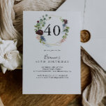Invitación Burgundy Gold Geométrico 40 Fiesta de cumpleaños<br><div class="desc">Esta invitación a la fiesta de cumpleaños 40 geométrica de oro burdeos es perfecta para una fiesta de cumpleaños moderna. El elegante diseño de boho cuenta con una marina acuarela,  flores color rosa rubor y flores enológicas con detalles artísticos pintados con lápices.</div>