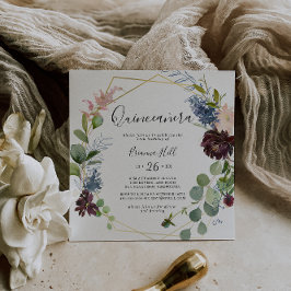 Invitación Burgundy Gold Geométrico Quinceañera
