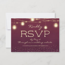 Invitación Burgundy Gold String ilumina linternas Boda RSVP