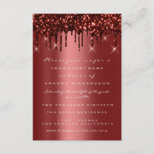 Invitación Burgundy Granate Purpurina Goteos Novia Dulces 16