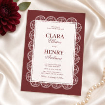 Burgundy Lace Frame Elegante Boda