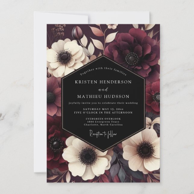 Invitación Burgundy Lush Gothic Wedding (Anverso)